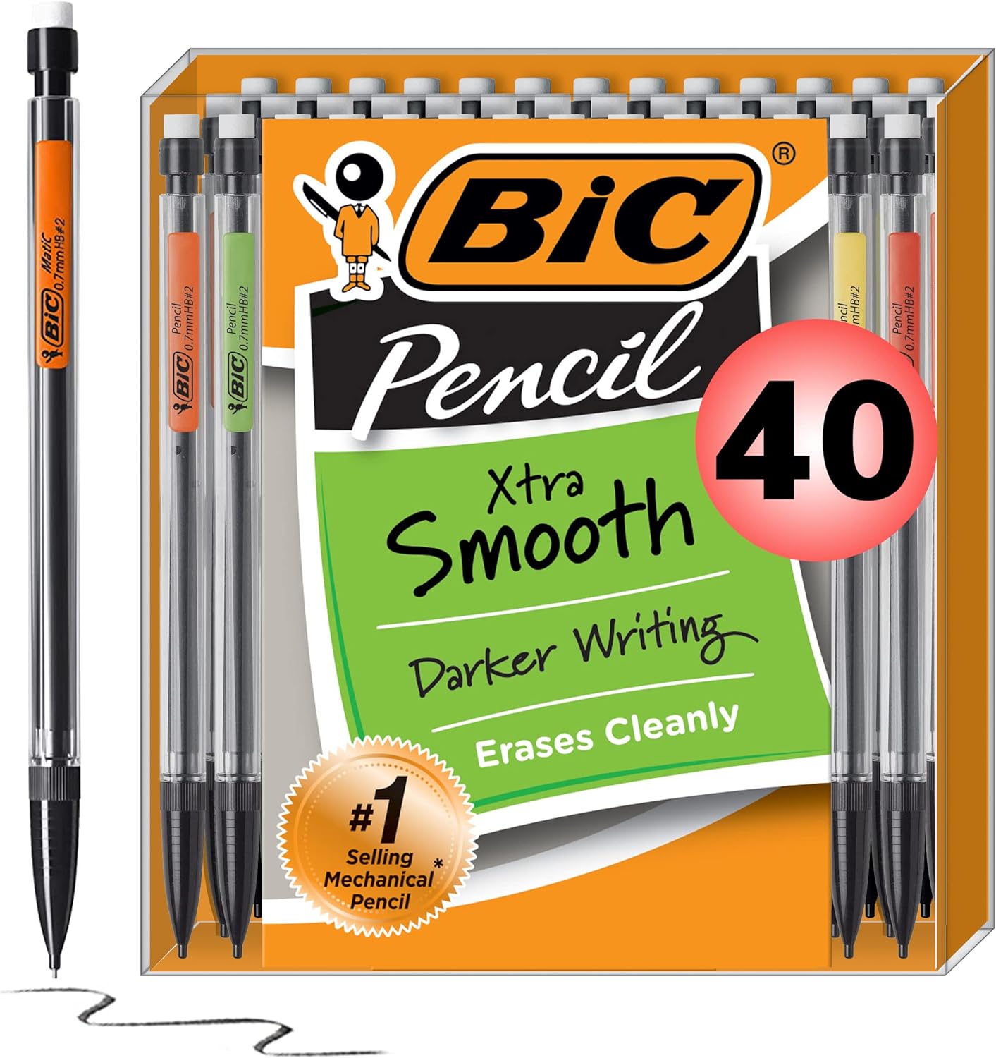 Amazon.com : BIC Xtra-Smooth Mechanical Pencil, Medium Point (0.7mm), Perfect For The Classroom & Test Time, 40-Count : Office Products $6.00
