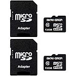 2 Pack Micro Center 32GB Class 10 Micro SDHC Flash Memory Card with Adapter $9.19