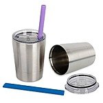 Housavvy Stainless Steel Sippy Cup with Lid and Straw, 8.5 OZ, Set of 2 [Cups+Lids+Straws] $11.99