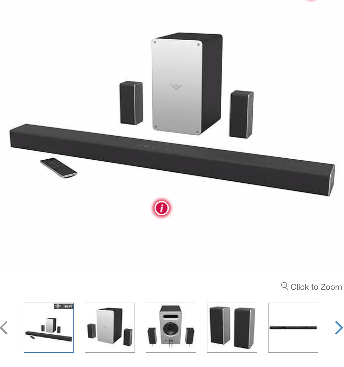 Vizio SB3651-E6 36" 5.1 Channel SmartCast Soundbar System $179.99