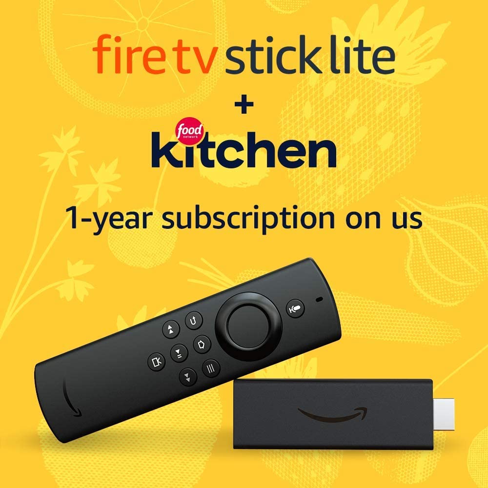 Fire TV Stick Lite with Alexa Voice Remote Lite | 1-year subscription to Food Network Kitchen at no additional cost (with auto-renewal) $21.99