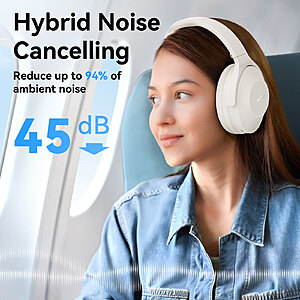 EarFun Wave Life Hybrid ANC Bluetooth 5.4 Over-Ear Headphones w/ 60-Hour  - Oat White $19.99 FS
