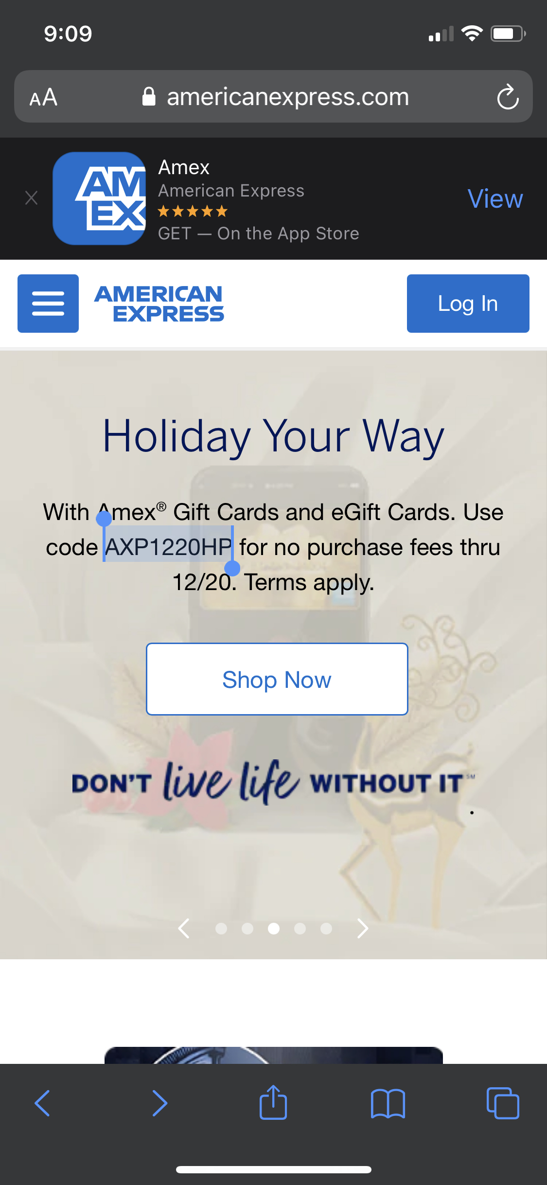 No fee AMEX gift card with code