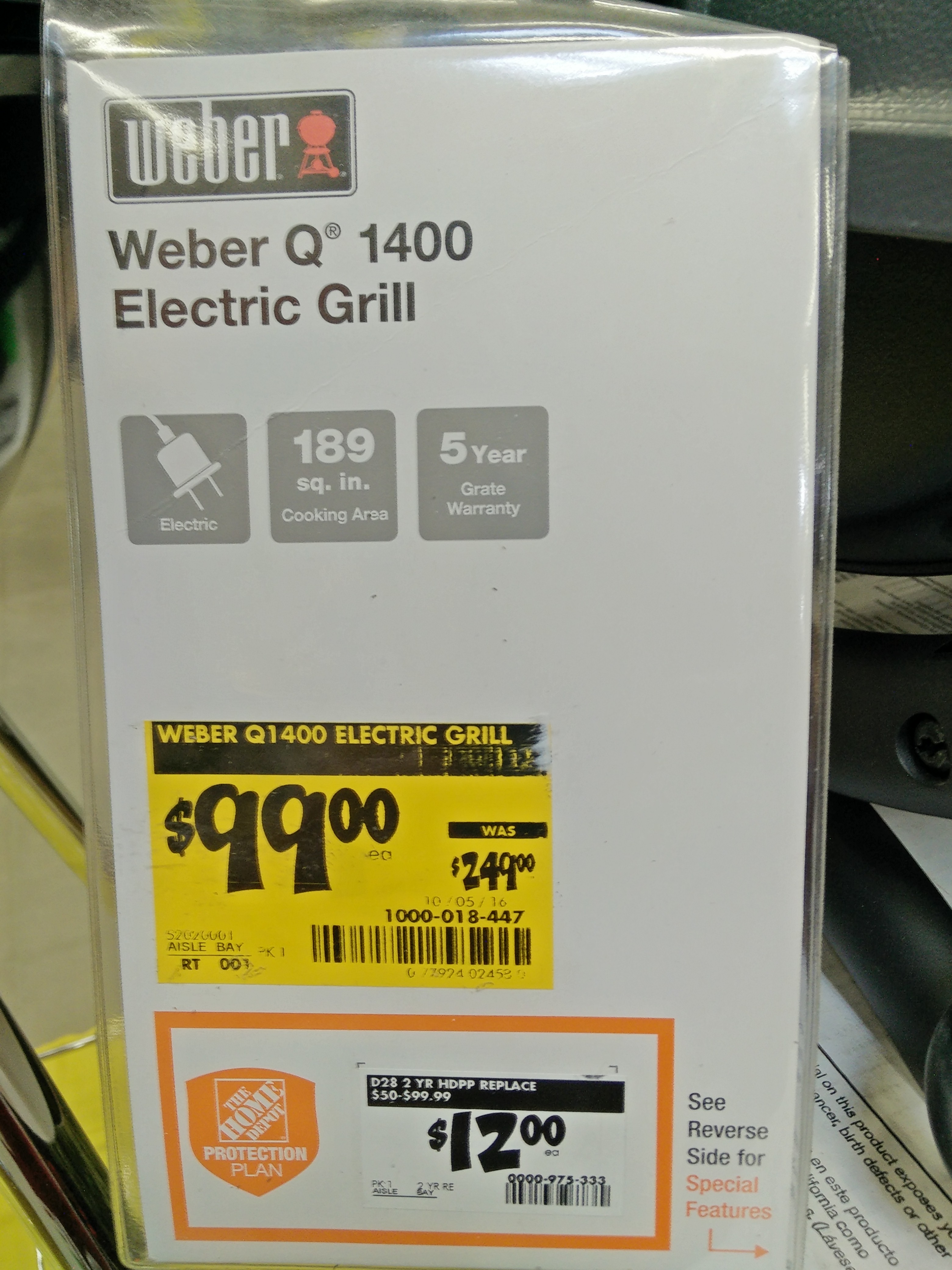 Clearance YMMV Weber Q 1400 Portable Electric Grill $99 orig $249