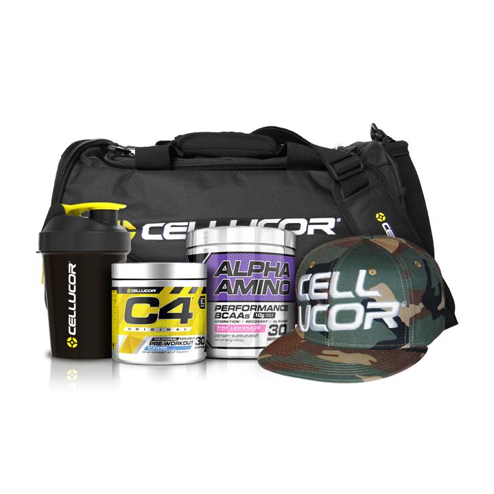 Cellucor: Secret Gym Bundle (C4, Alpha Amino Performance BCAA, Shaker, Bag, Hat) for $55
