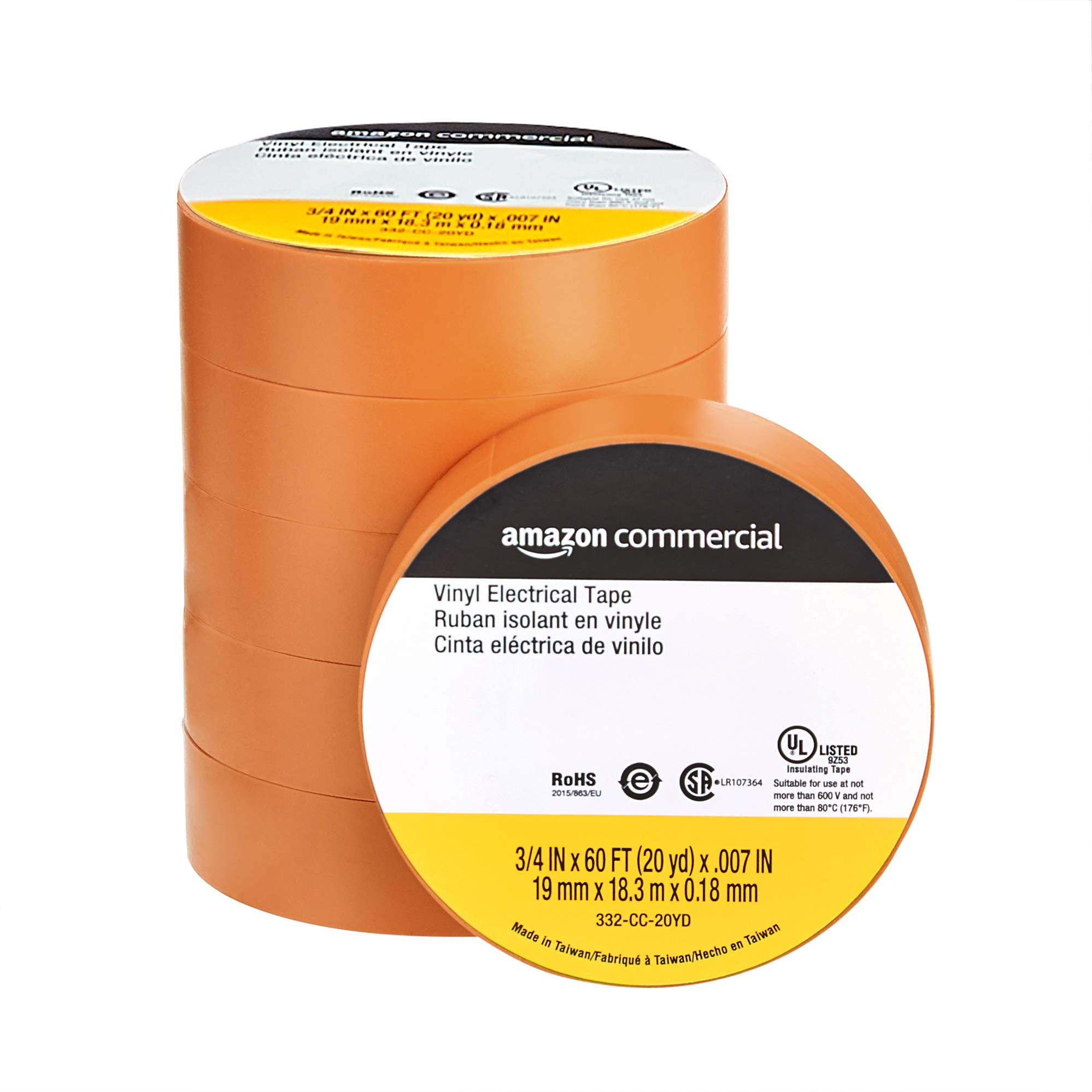 6-Pack AmazonCommercial Vinyl Electrical Tape (Orange) $2.66 shipped w/ Prime