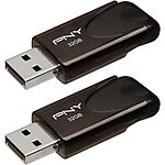 PNY Attaché 4 USB 2.0 Flash Drive: 64GB $4, 2-Pack 32GB $7 &amp; More