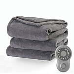 Sunbeam Microplush Electric Heated Blanket (Twin, Gray) $14.25
