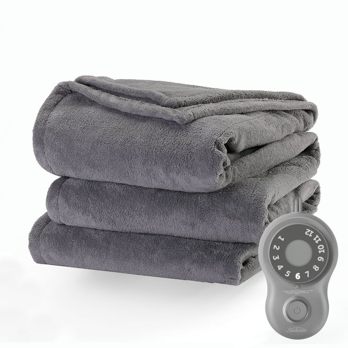 Sunbeam Microplush Electric Heated Blanket, Ultimate Gray, Twin - Walmart - $14.23