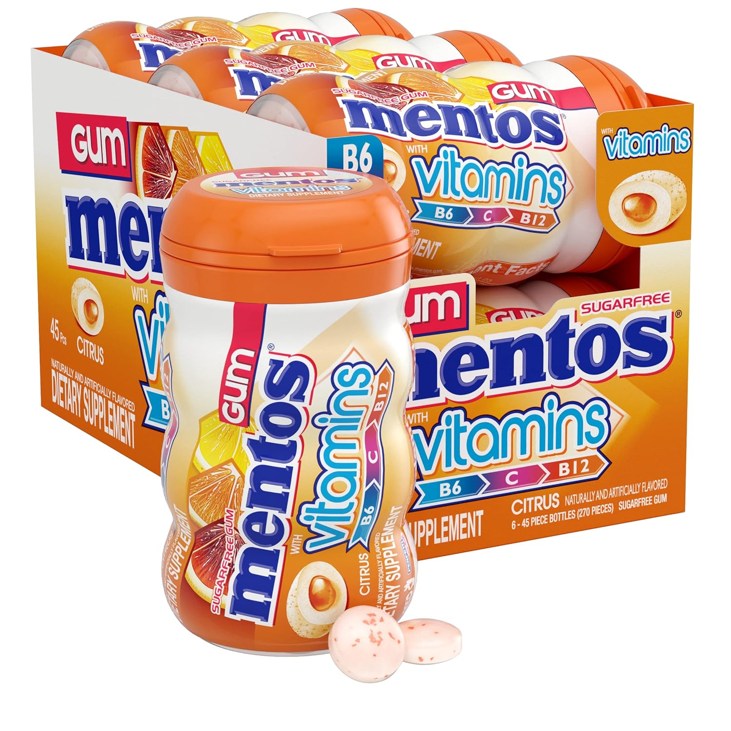 [S&S] $8.01: 4-Pack 45-Count Mentos Gum with Vitamins (Citrus) at Amazon
