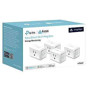 2-Pack Kasa Smart Plug Mini 15A w/ Matter & Energy Monitoring