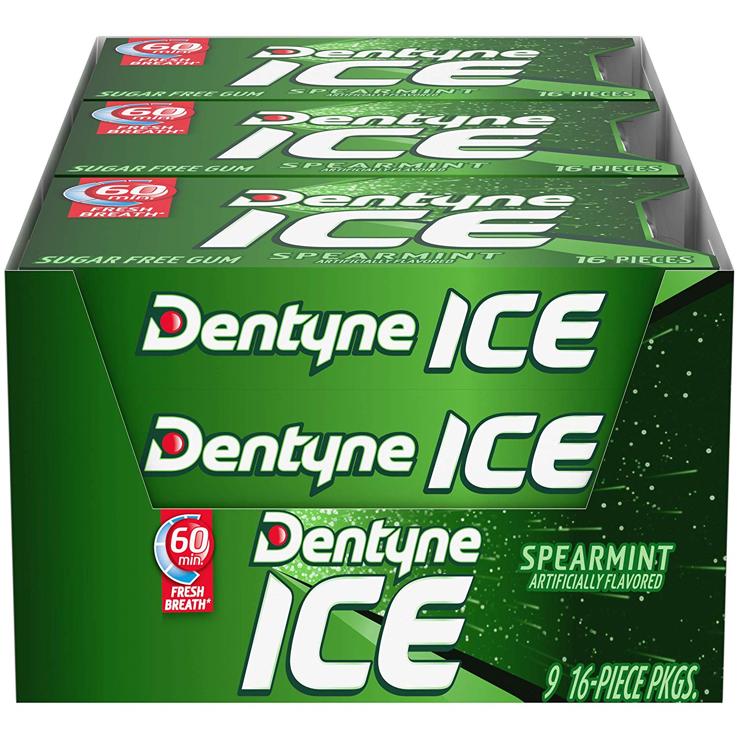 $6.36 shipped Dentyne Ice Sugar Free Gum (Spearmint  16 Piece  Pack of 9) w/ Prime @ Amazon