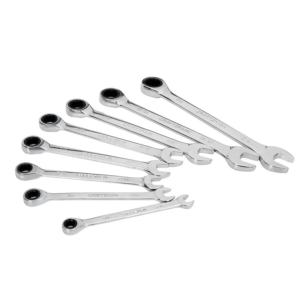 Sears  8-piece inch or metric 144 step ratcheting combination wrenches.  $35 "Ultimate" covered w/ black tape.