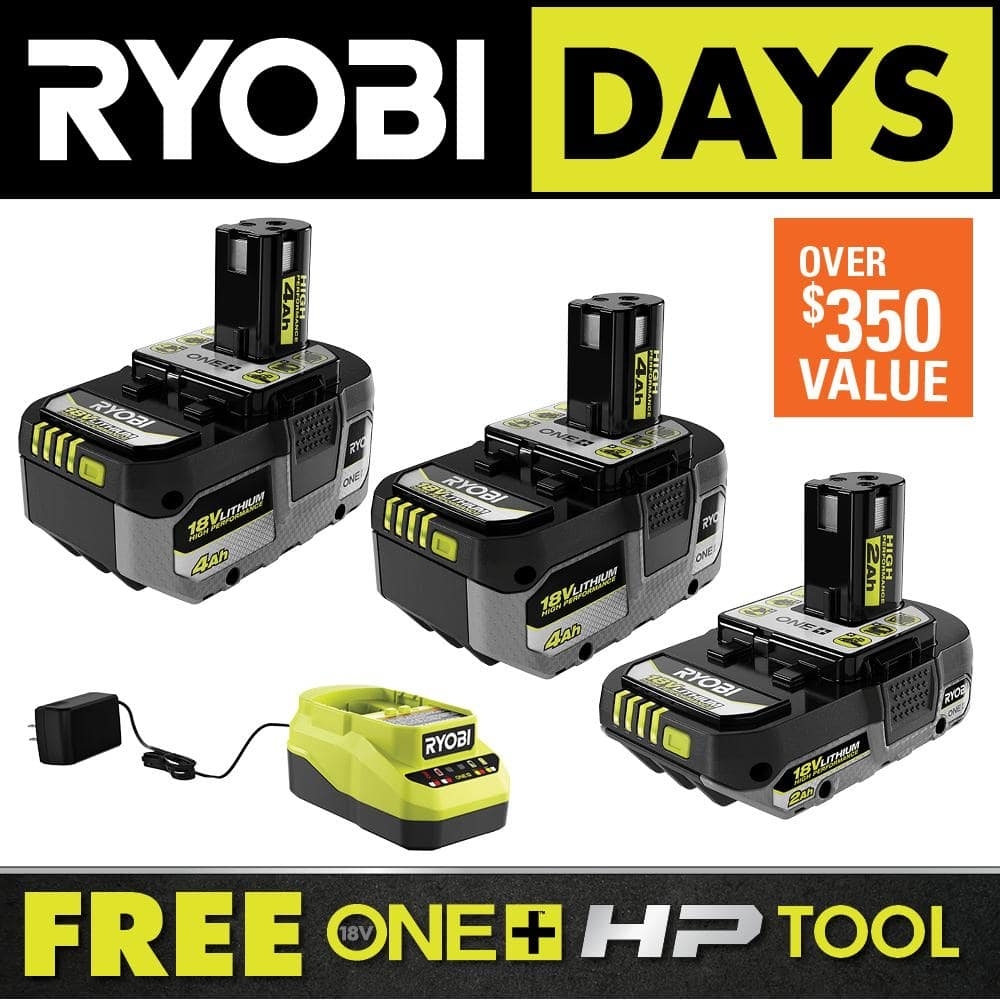 ryobi days live! Hp battery kit with free tools - $199