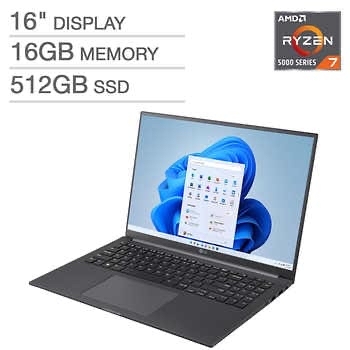 LG Ultra PC 16.0" Lightweight Laptop - AMD Ryzen 7-5825U - AMD Radeon Vega Graphics - Windows 11 - $799.99 at Costco
