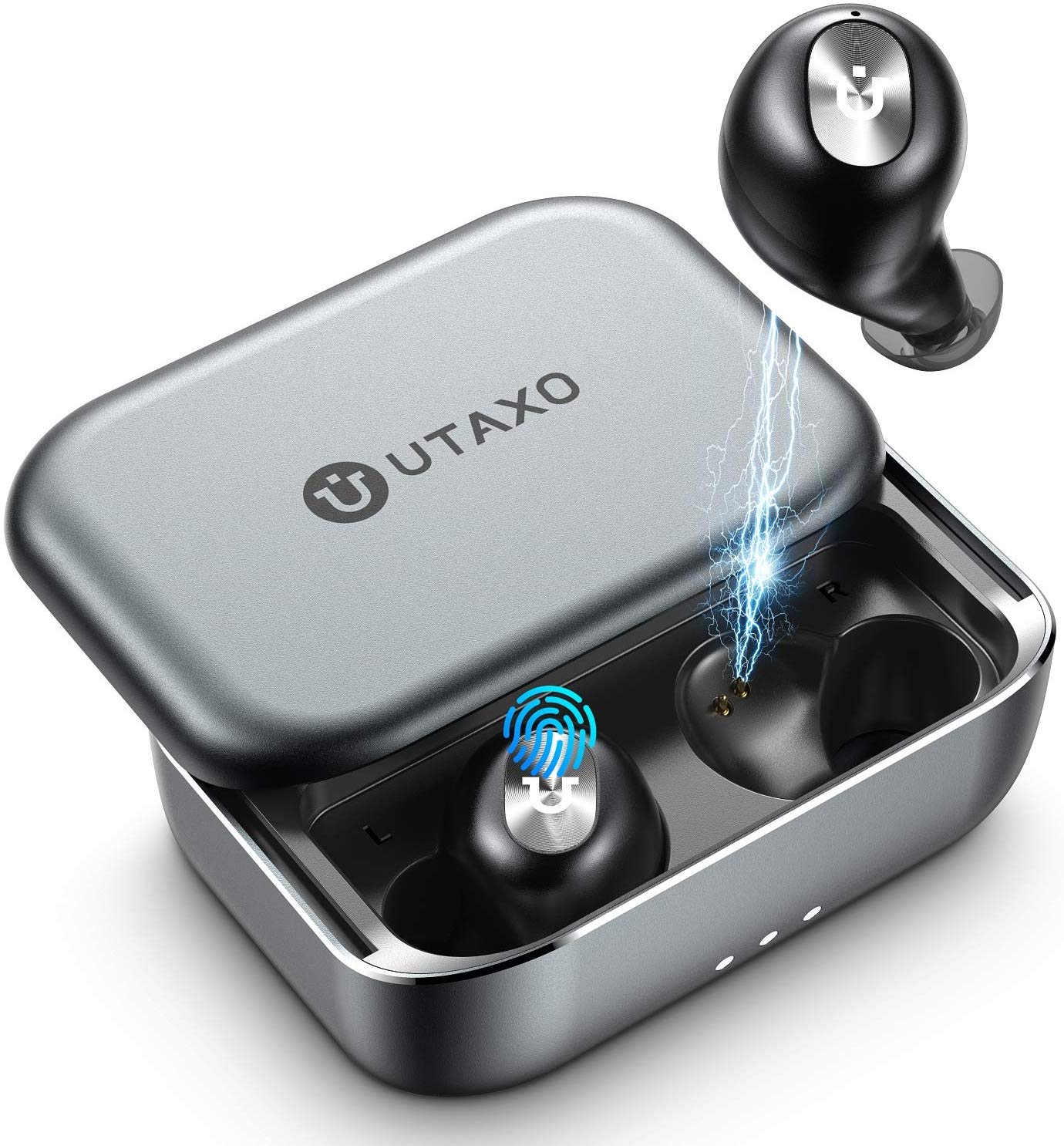 Utaxo Wireless Earbuds with Aluminum Charging Case, IPX7 Waterproof, 100Hours Playtime $32.49