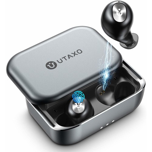 Utaxo Bluetooth in-Ear Stereo Earbuds with 2200mAh Slide Aluminum Charging Case,Bluetooth Earbuds IPX7 Waterproof, Single/Twin Mode with 100Hours Playtime $32.49