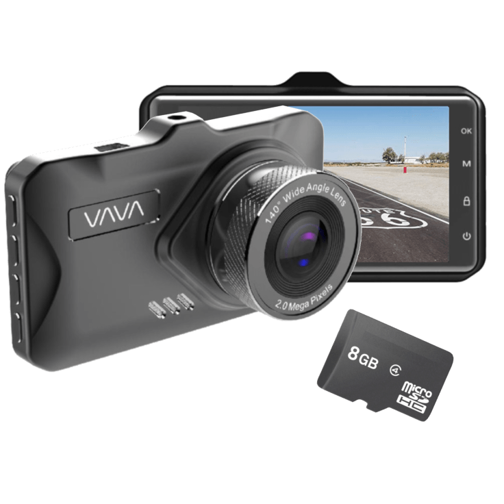 VAVA 1080P 3" Dash Cam with Parking Monitor & 8GB SD Card $37