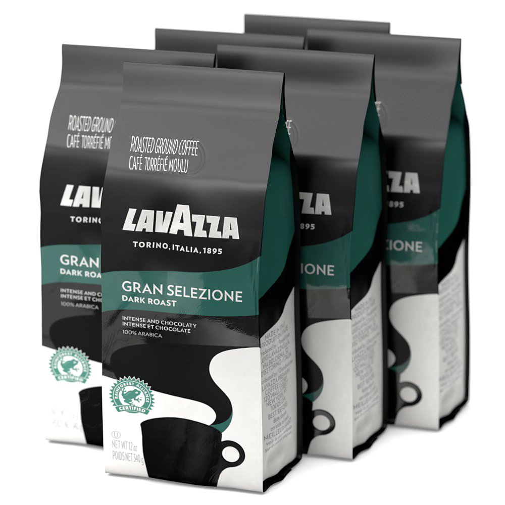 Lavazza Gran Selezione Ground Coffee Blend, Dark Roast, 12-Ounce Bags (Pack of 6) $33.68