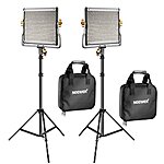 Neewer 2 Packs Dimmable Bi-Color 480 LED Video Light and Stand Lighting Kit Includes: 3200-5600K CRI 96+ LED Panel with U Bracket, 75 inches Light Stand for YouTube Studi - $98