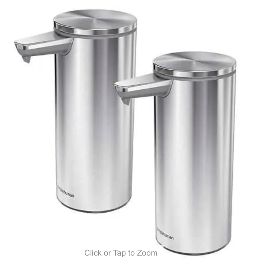 Simplehuman Rechargeable Sensor Soap Dispenser, 2-pack at Costco $79.99 + Free Shipping