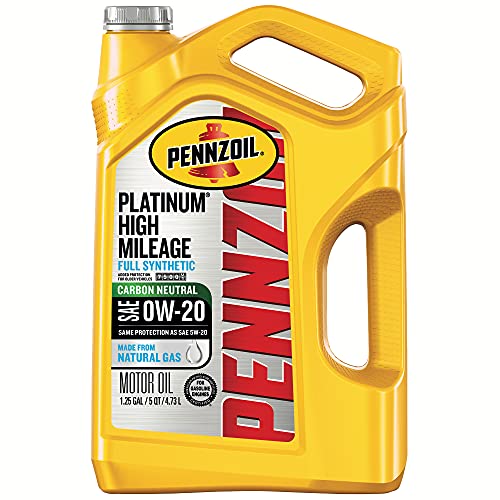 Amazon: Pennzoil Platinum High Mileage Full Synthetic 5W-30 Motor Oil (5-Quart, Single-Pack) $20