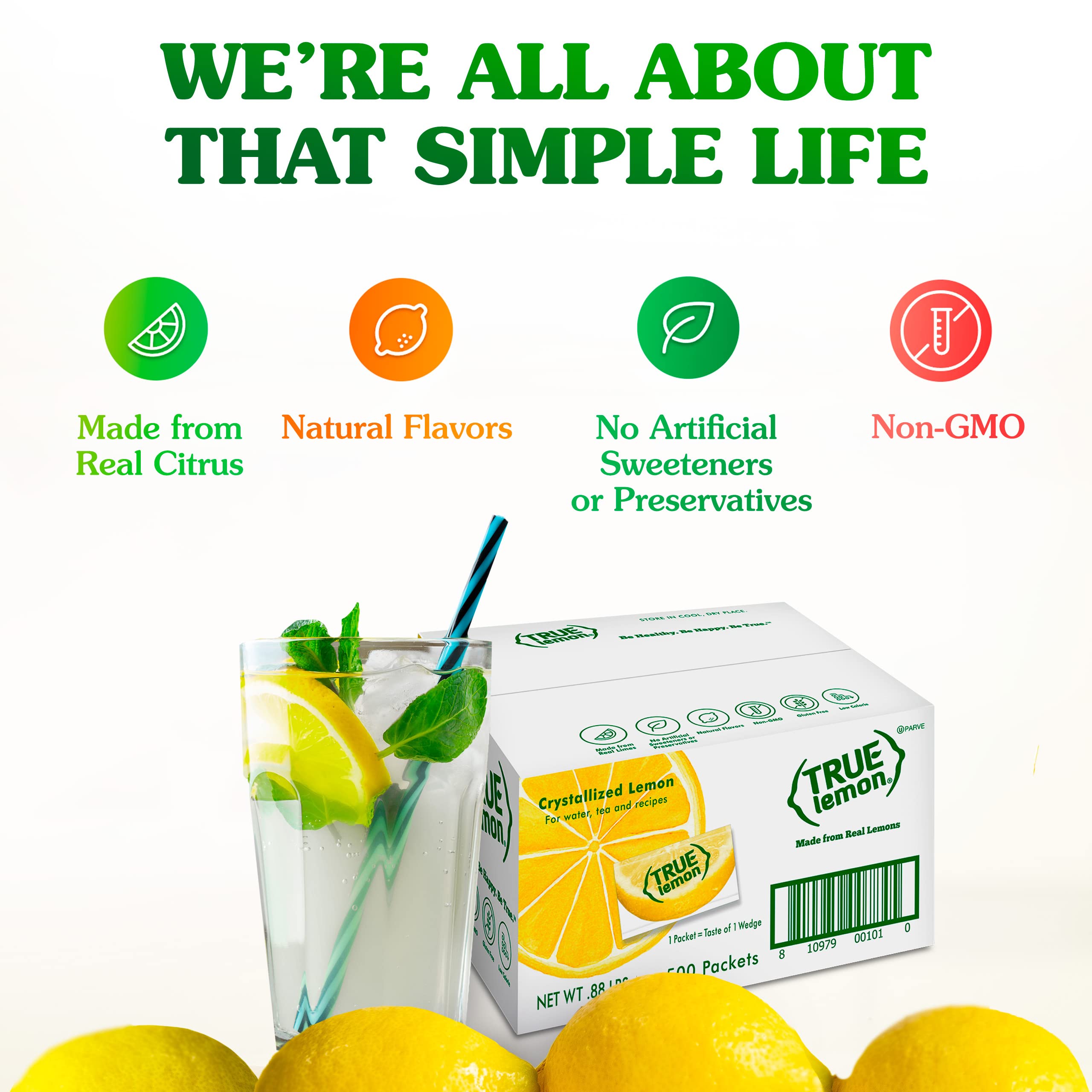 True lemon water enhancer bulk pack 0 calorie drink mix packets