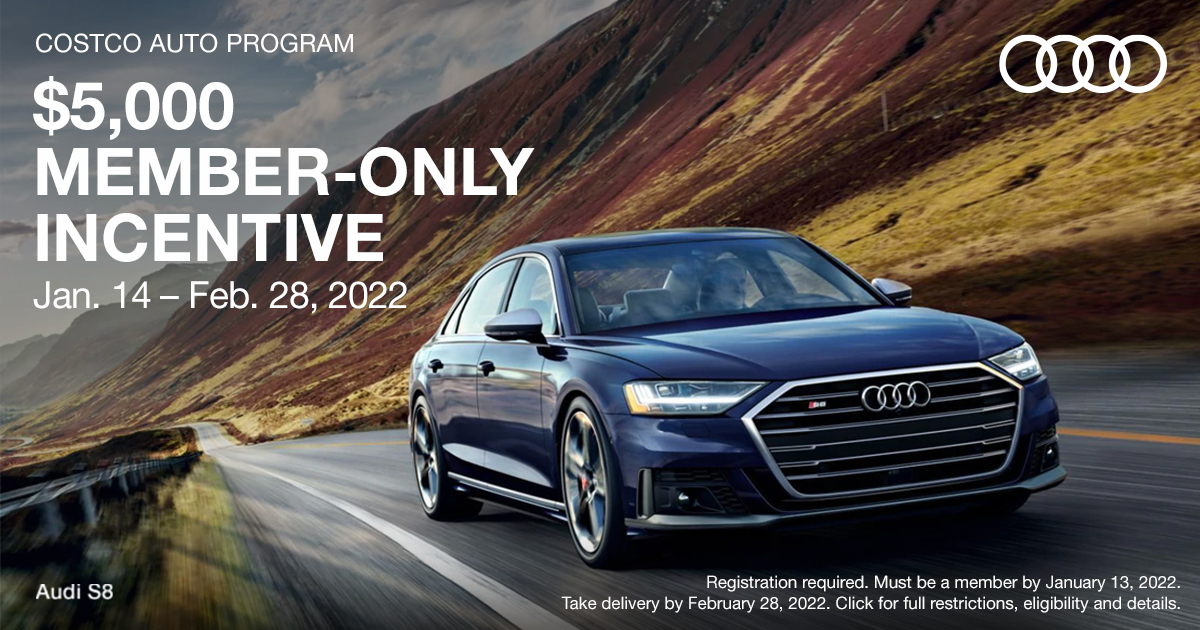 Costco members: purchase/lease 2021 Audi A8, A8 PHEV or S8, get $5,000 off