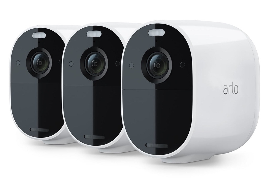 Arlo Essential Spotlight Camera 3 Pack Wireless Security Wire-Free, 1080p Video Color Night Vision, 2-Way Audio, 6-Month Battery Life Direct to Wi-Fi, No Hub Needed White - $129
