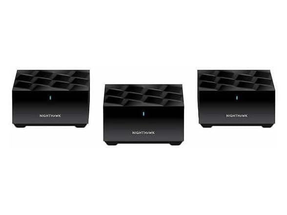 Refurbished NETGEAR MK73-100NAR Nighthawk Dual-Band AX3000 3-Pack 3Gbps WiFi 6 Mesh System Router + 2 Satellites (only available on Woot App) $69.99