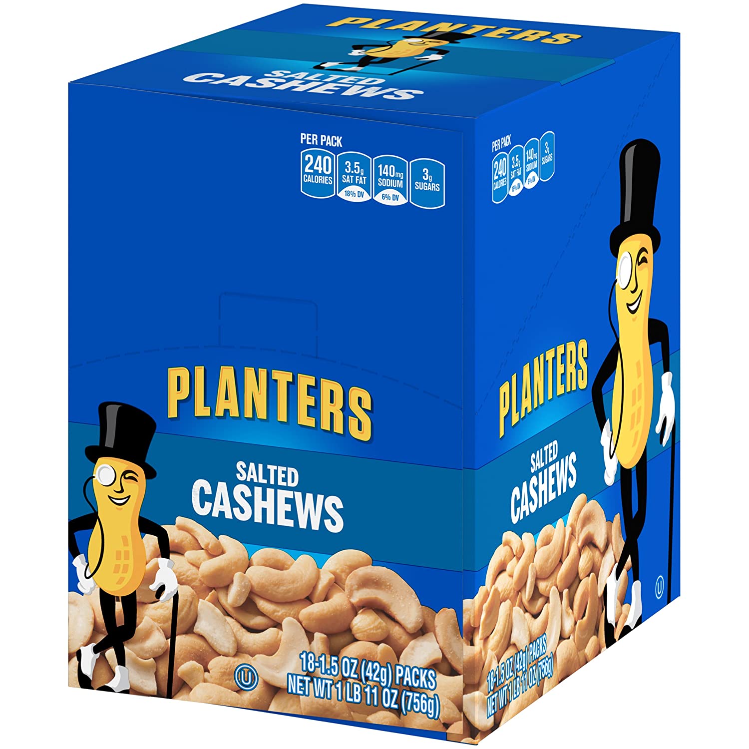 PLANTERS Salted Cashews, 1.5 oz. Bags (18 Pack) - $11.04 + free shipping (Amazon) $11.62