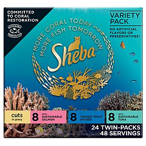 $5 coupon on some Sheba cat food - as low as $12 for some 24-packs - YMMV