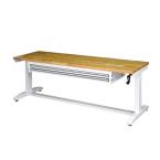 72 inch; Husky white HEIGHT ADJUSTABLE  table is $279  Free ship to local store.