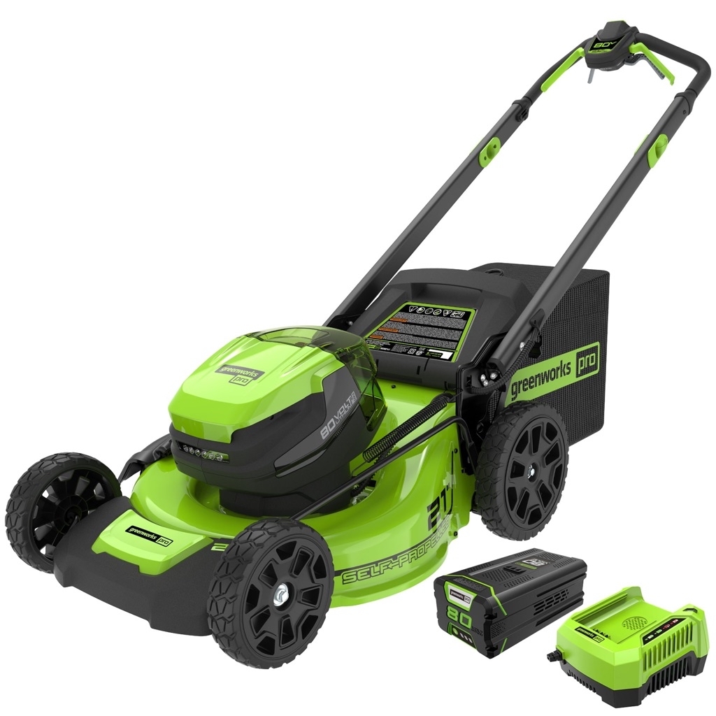 Greenworks 80V 21" Cordless Battery Self-Propelled Lawn Mower w/ 4.0Ah, 2.0Ah Bat (RENEWED)