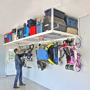 SafeRacks Overhead Garage Storage Combo Kit, Two 4 ft. x 8 ft. Racks, 18-piece Deluxe Hook Accessory Pack $239