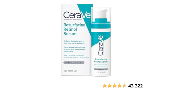 CeraVe Retinol Serum for Post-Acne Marks and Skin Texture | Pore Refining, Resurfacing, Brightening Facial Serum with Retinol and Niacinamide | Fragrance Free, Paraben Fr - $11.88