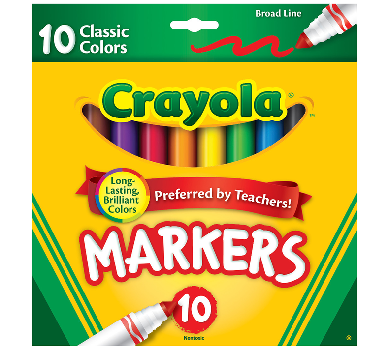 Crayola Broad Line Art Markers, Assorted Colors, Child, 10 Count - Walmart.com