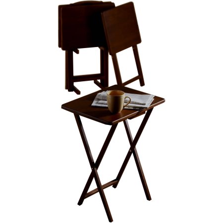 Walmart: Four Solid Wood TV Tray Tables & Rack (Walnut ...
