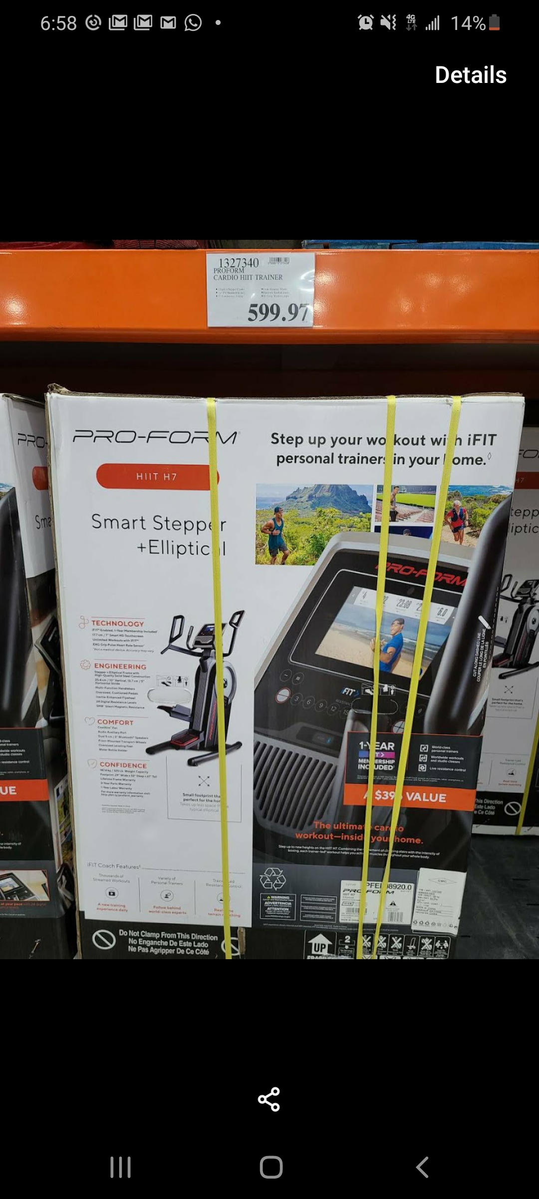 Costco ProForm HIIT H7 Elliptical In store only Clearance YMMV $599.97