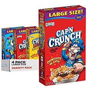 Cap'n Crunch Cereal, 3 Flavor Variety Pack, Large Size Boxes, (4 Pack) - $13.59 + FS for Prime @ Amazon