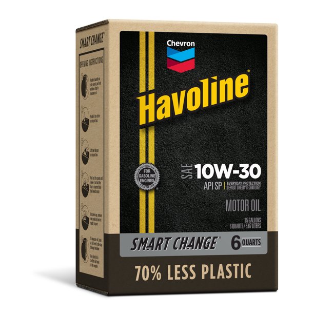 Chevron Havoline Conventional Motor Oil 10W-30, 6 Quart Smart Change Box - $19.98 @ Walmart