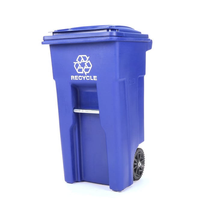 Toter 32Gallons Blue Plastic Wheeled Trash/Recycling Can with Lid