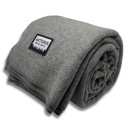 Arcturus Military 100 Virgin Wool Blanket 4.5 lbs, Large 64" x 88" (Queen) in Stone Gray