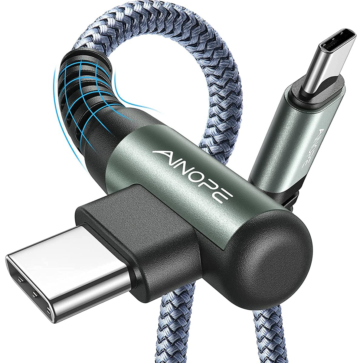 USB C to USB C Cable 60W 3.1A, [2-Pack 6.6ft] USB Type C Cable Right Angle, $5.69