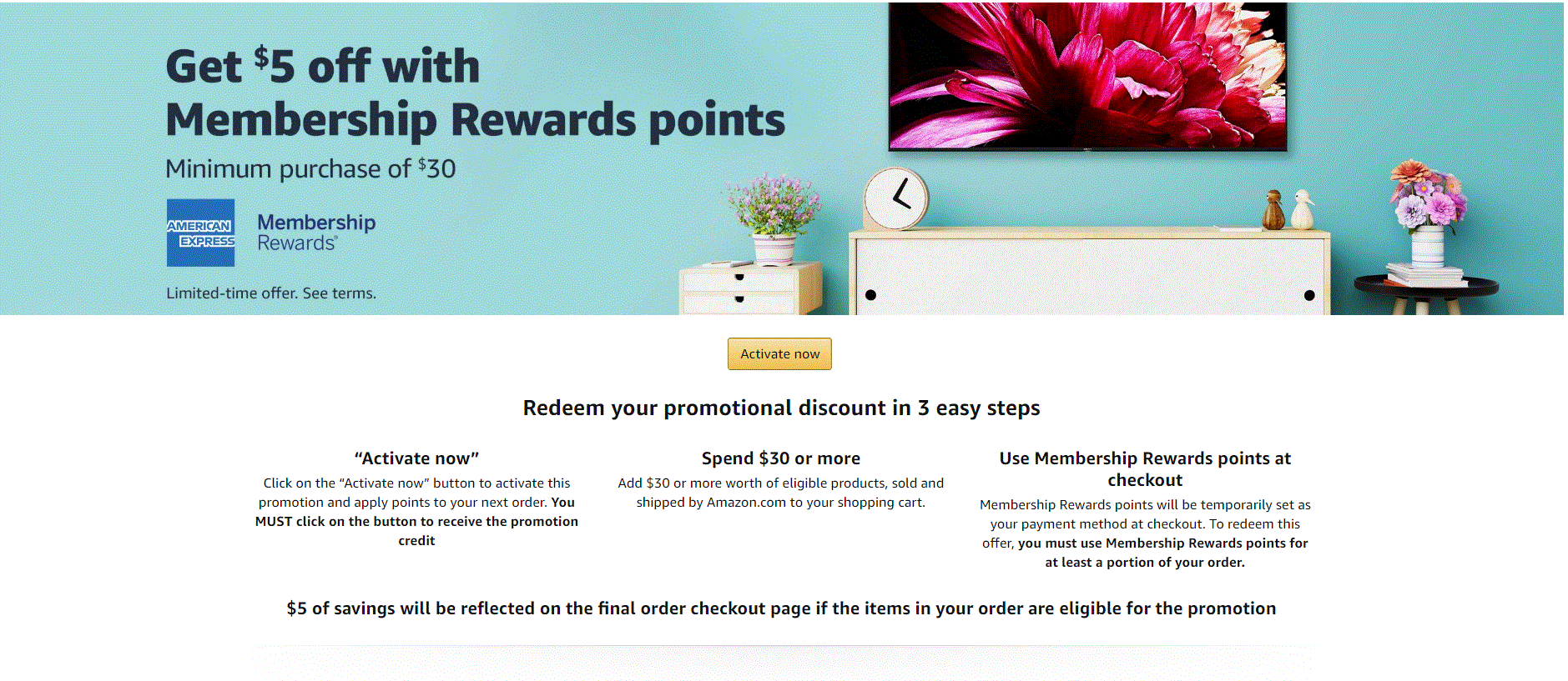 Amazon: Select Amex Membership Rewards Cardholders: Pay w/ Points, Get $5 off $30