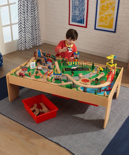 kidkraft waterfall mountain train(120 pcs) and table-set for $74.99