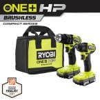 Ryobi brushless drill and driver 2-tool combo + 2 batteries + bag $129