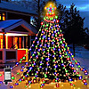 Qunler Outdoor Christmas Decoration Lights, 8 Modes &amp;amp; 350 LED Christmas String Waterfall Fairy Tree Lights Indoor Outdoor Holiday Lighting Decorations, Multicolor, Plug-in $32.99