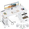 AODK 51 Inch Computer Desk with File Drawers &amp;amp; USB Power Outlets - Reversible Home Office Desk with Storage Shelves, Work from Home $75.99