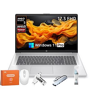 HP 17 inch Laptop, AMD Ryzen 5 7430U(Up to 4.3GHz), 17 inch FHD,Windows11 Pro, w/RH-Accessories $799